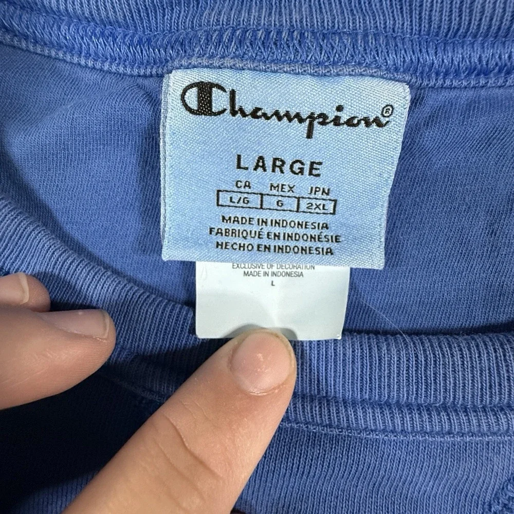 Vintage Champion Sweatshirt Mens Large Blue‎ Crewneck Embroidered